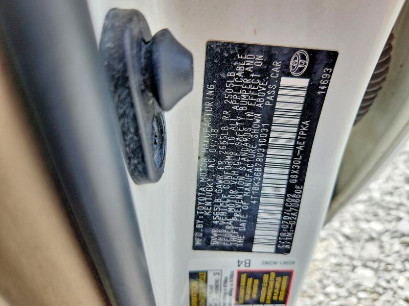 68833326 :رقم المزاد ، 4T1BK36B78U310031 vin ، 2008 Toyota Avalon مزاد بيع