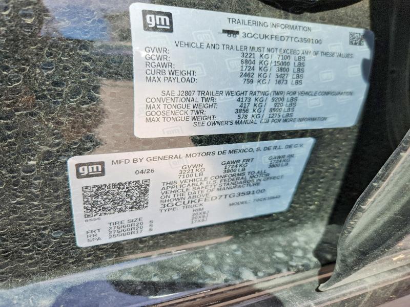 Продажа на аукционе авто 2026 Chevrolet Silverado, vin: 3GCUKFED7TG359100, номер лота: 68607886