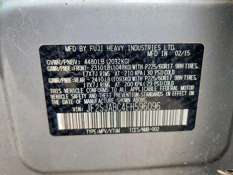 66899166 :رقم المزاد ، JF2SJABC4FH596096 vin ، 2015 Subaru Forester مزاد بيع