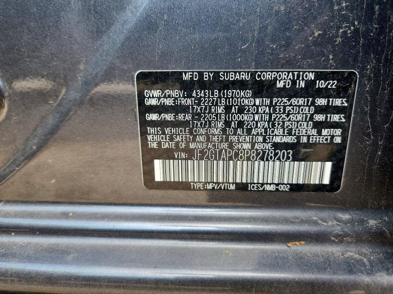 67359096 :رقم المزاد ، JF2GTAPC8P8278203 vin ، 2023 Subaru Crosstrek مزاد بيع