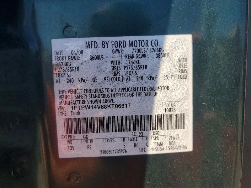 Aukcja sprzedaży 2008 Ford F-150, vin: 1FTPW14V88KE06617, numer aukcji: 69792986