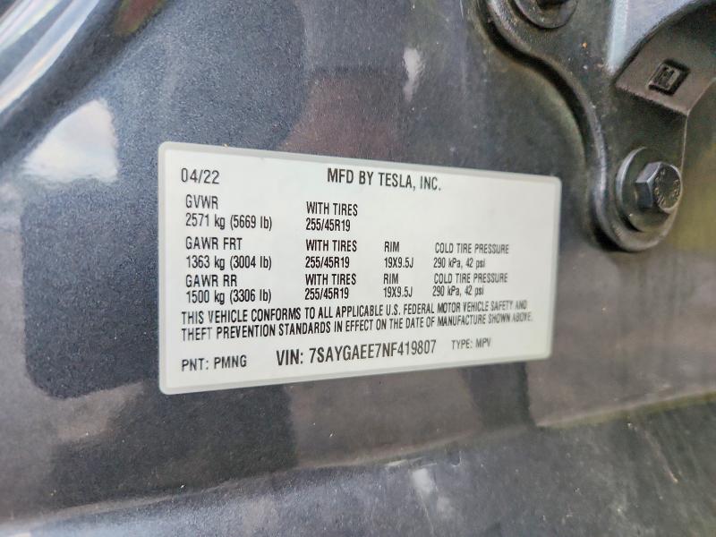 Продаж на аукціоні авто 2022 Tesla Model Y, vin: 7SAYGAEE7NF419807, номер лоту: 68484076