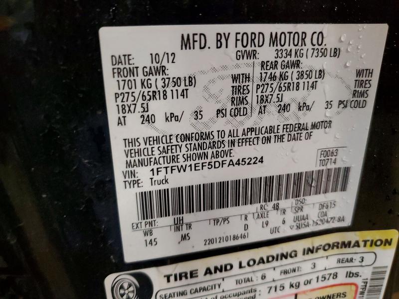 69202146 :رقم المزاد ، 1FTFW1EF5DFA45224 vin ، 2013 Ford F150 مزاد بيع
