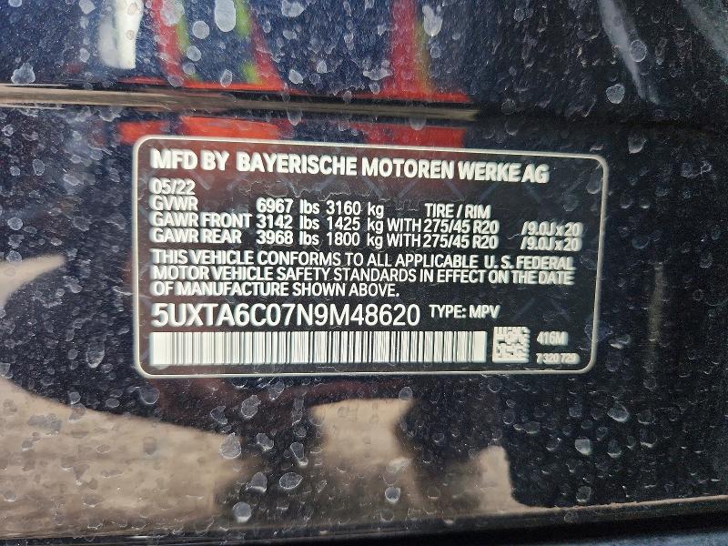 69452096 :رقم المزاد ، 5UXTA6C07N9M48620 vin ، 2022 Bmw X5 مزاد بيع