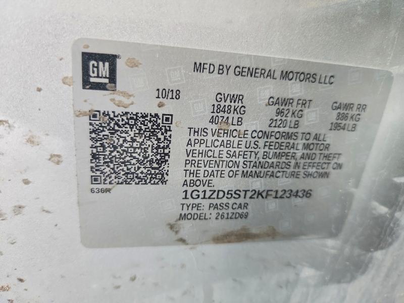 Продажа на аукционе авто 2019 Chevrolet Malibu, vin: 1G1ZD5ST2KF123436, номер лота: 68372796