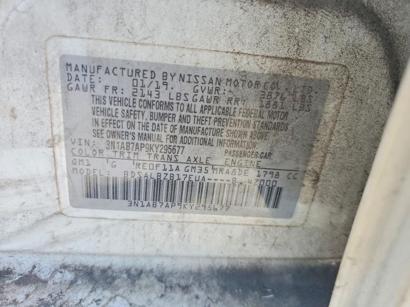 Aukcja sprzedaży 2019 Nissan Sentra, vin: 3N1AB7AP9KY295677, numer aukcji: 69043016