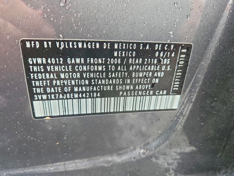 2014 Volkswagen Jetta მანქანა იყიდება აუქციონზე, vin: 3VW1K7AJ8EM442184, აუქციონის ნომერი: 70217276