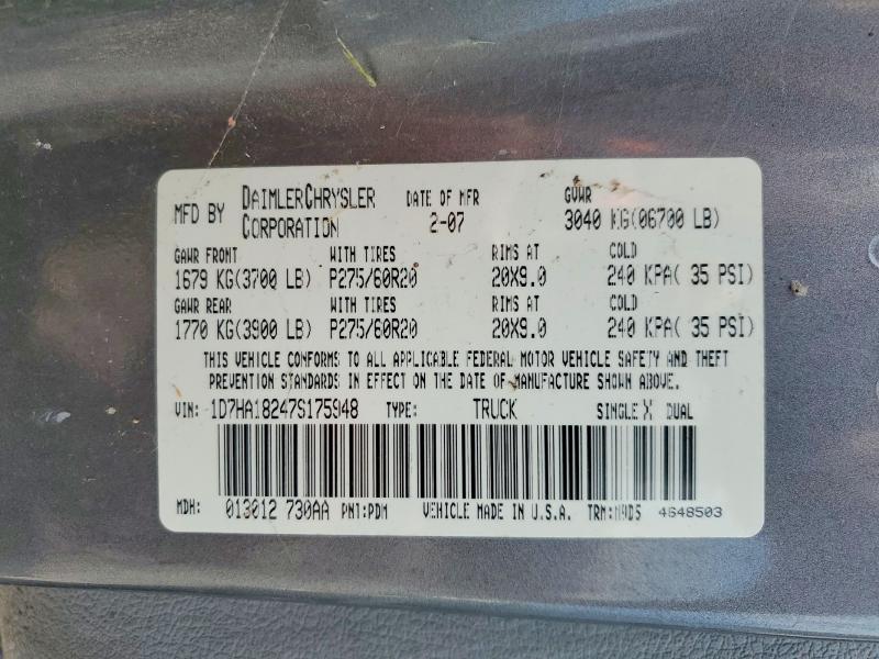 Aukcja sprzedaży 2007 Dodge Ram 1500, vin: 1D7HA18247S175948, numer aukcji: 68298816