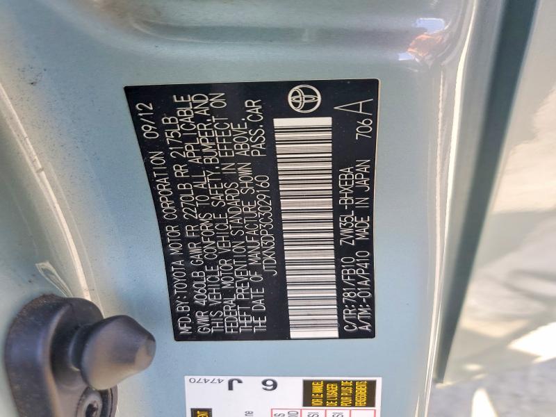 69053706 :رقم المزاد ، JTDKN3DP3C3029160 vin ، 2012 Toyota Prius Plug-in Hybrid مزاد بيع