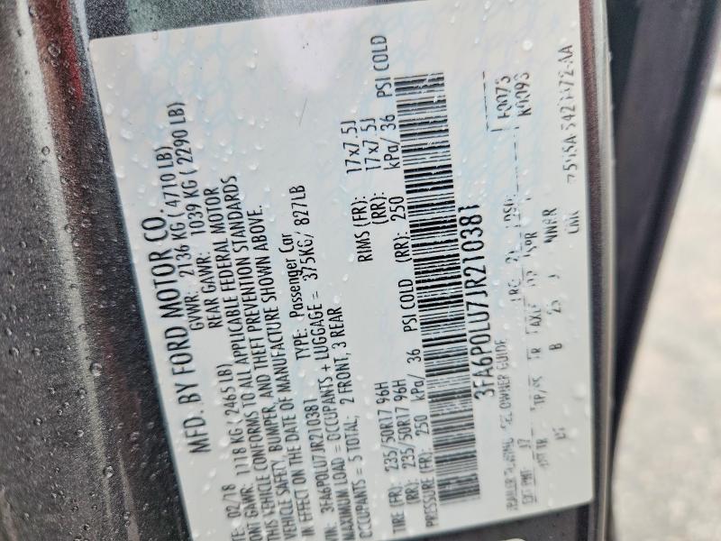 Продаж на аукціоні авто 2018 Ford Fusion, vin: 3FA6P0LU7JR210381, номер лоту: 67412726
