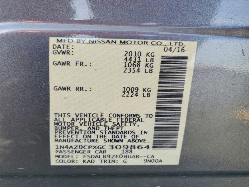 Aukcja sprzedaży 2016 Nissan Leaf, vin: 1N4AZ0CPXGC309864, numer aukcji: 70539506