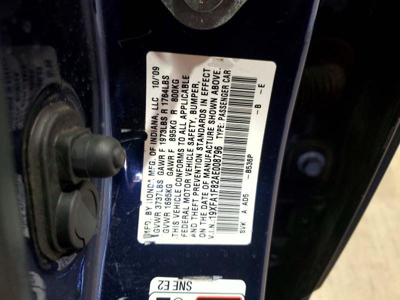 Продаж на аукціоні авто 2010 Honda Civic, vin: 19XFA1F82AE008796, номер лоту: 67445546