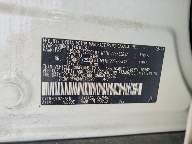 69585936 :رقم المزاد ، 2T3W1RFV6MW171593 vin ، 2021 Toyota Rav4 مزاد بيع