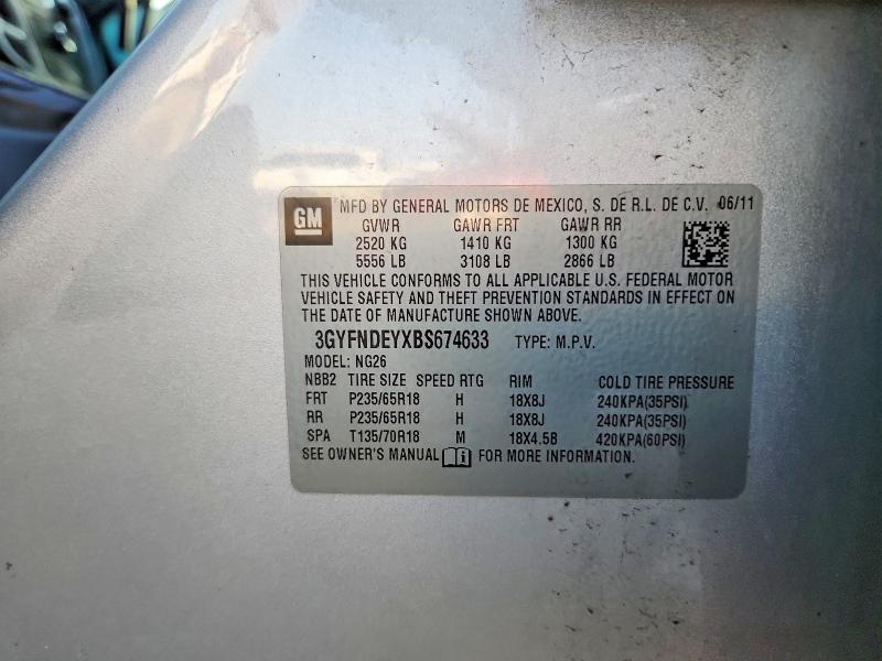 Aukcja sprzedaży 2011 Cadillac Srx, vin: 3GYFNDEYXBS674633, numer aukcji: 68874586