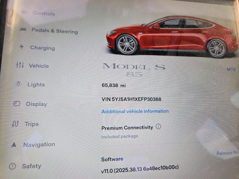 69403096 :رقم المزاد ، 5YJSA1H1XEFP30368 vin ، 2014 Tesla Model S مزاد بيع