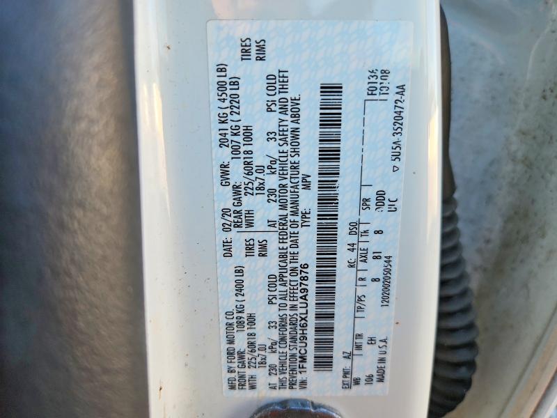 Продажа на аукционе авто 2020 Ford Escape, vin: 1FMCU9H6XLUA97876, номер лота: 68132756