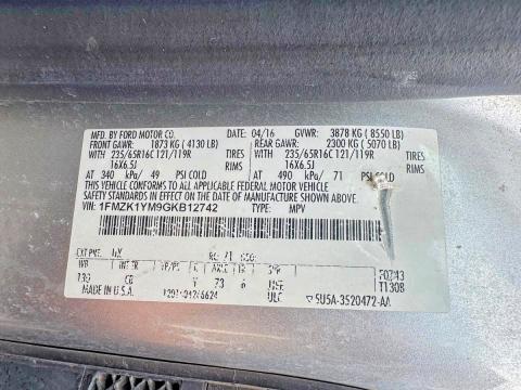 Aukcja sprzedaży 2016 Ford Transit, vin: 1FMZK1YM9GKB12742, numer aukcji: 70496156