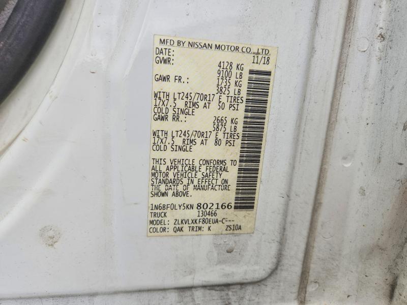 Aukcja sprzedaży 2019 Nissan Nv, vin: 1N6BF0LY5KN802166, numer aukcji: 70642506