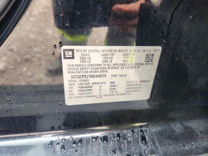 2017 Gmc Sierra მანქანა იყიდება აუქციონზე, vin: 3GTU2PEJ7HG440679, აუქციონის ნომერი: 68931206