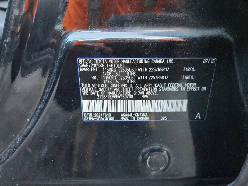 Aukcja sprzedaży 2015 Toyota Rav4, vin: 2T3BFREV6FW359700, numer aukcji: 68921166