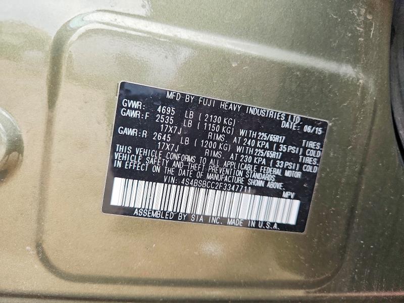 68156346 :رقم المزاد ، 4S4BSBCC2F3347711 vin ، 2015 Subaru Outback مزاد بيع