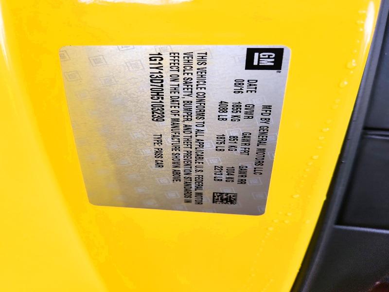 Aukcja sprzedaży 2017 Chevrolet Corvette, vin: 1G1Y13D70H5103239, numer aukcji: 70896916