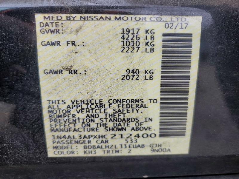 Aukcja sprzedaży 2017 Nissan Altima, vin: 1N4AL3APXHC212400, numer aukcji: 70337826