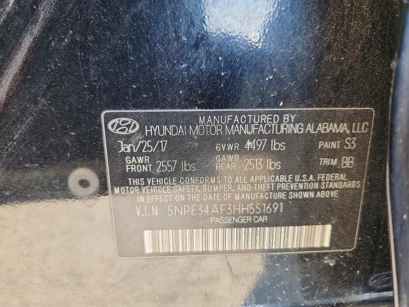 67939096 :رقم المزاد ، 5NPE34AF3HH551691 vin ، 2017 Hyundai Sonata مزاد بيع