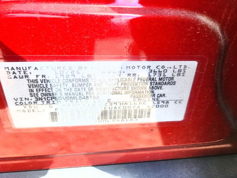 2021 Nissan Kicks მანქანა იყიდება აუქციონზე, vin: 3N1CP5DV0ML548183, აუქციონის ნომერი: 68178386