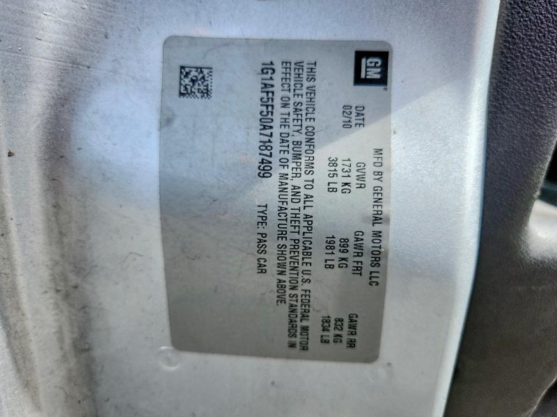 67687436 :رقم المزاد ، 1G1AF5F50A7187499 vin ، 2010 Chevrolet Cobalt مزاد بيع