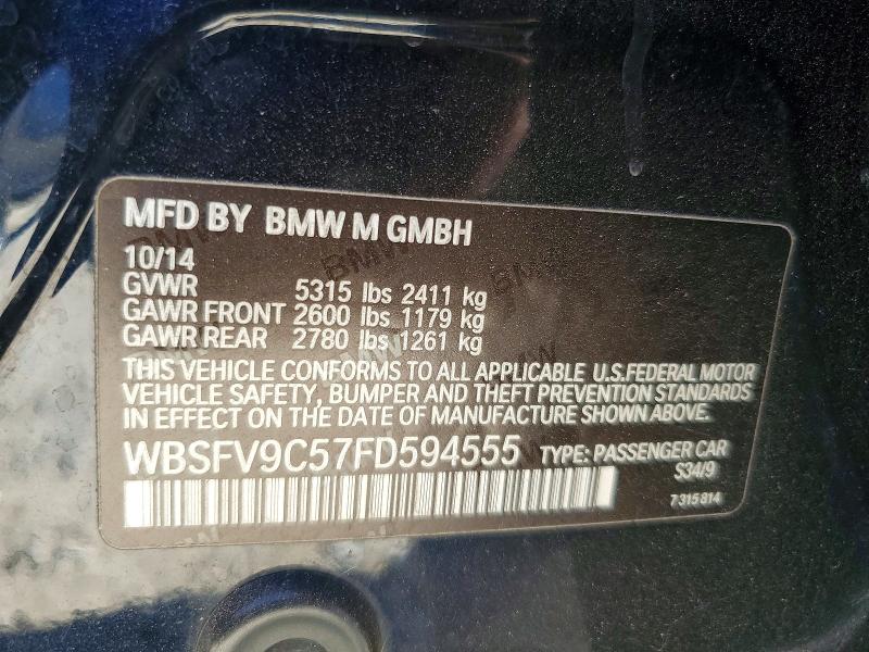2015 Bmw M5 მანქანა იყიდება აუქციონზე, vin: WBSFV9C57FD594555, აუქციონის ნომერი: 67691336