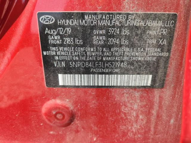 Auction sale of the 2020 Hyundai Elantra, vin: 5NPD84LF3LH521948, lot number: 67861376