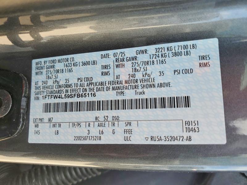 Aukcja sprzedaży 2025 Ford F150, vin: 1FTFW4L59SFB65116, numer aukcji: 70973736