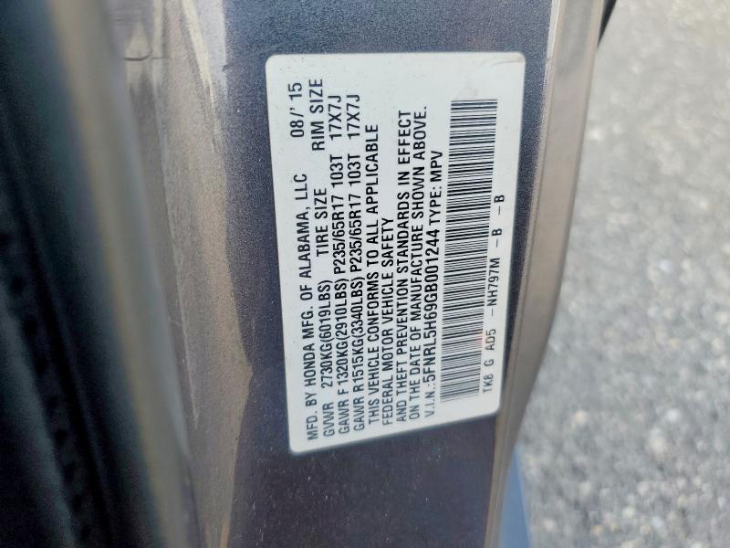 69465326 :رقم المزاد ، 5FNRL5H69GB001244 vin ، 2016 Honda Odyssey مزاد بيع