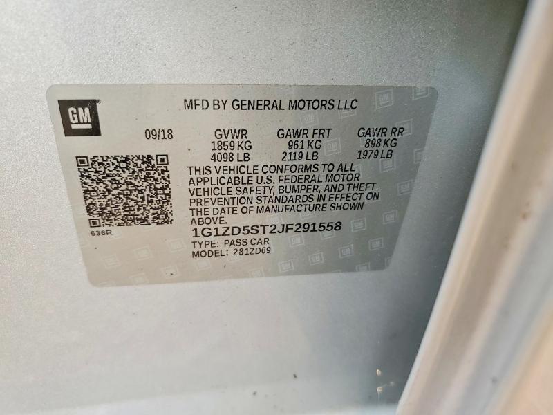 Aukcja sprzedaży 2018 Chevrolet Malibu, vin: 1G1ZD5ST2JF291558, numer aukcji: 69926566