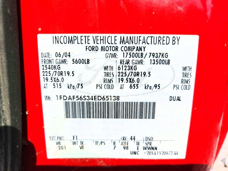 Aukcja sprzedaży 2004 Ford F550, vin: 1FDAF56S34ED65138, numer aukcji: 67560986