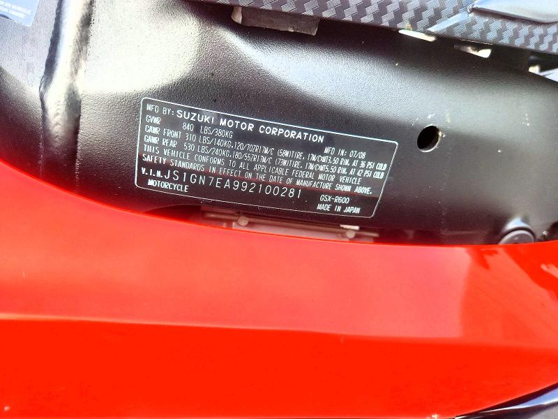 Продаж на аукціоні авто 2009 Suzuki Gsx-r600, vin: JS1GN7EA992100281, номер лоту: 69852546