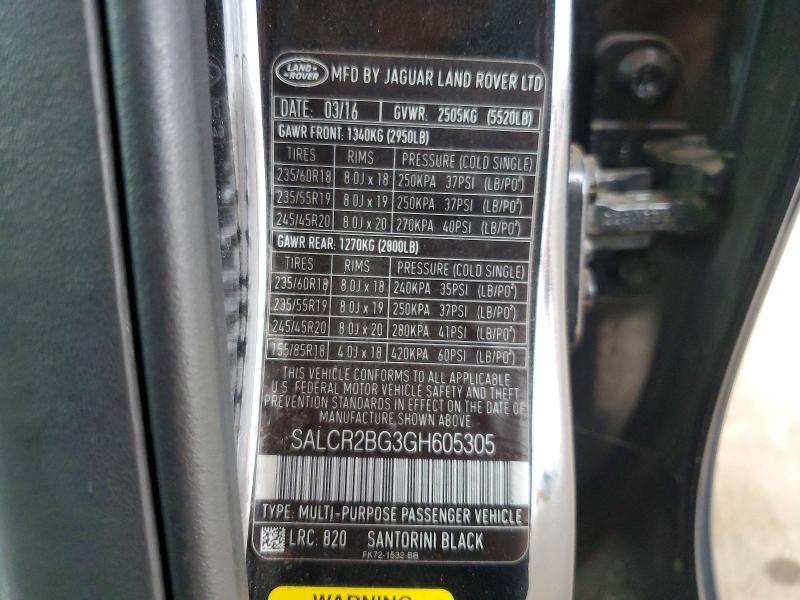 2016 Land Rover Discovery Sport მანქანა იყიდება აუქციონზე, vin: SALCR2BG3GH605305, აუქციონის ნომერი: 67843426
