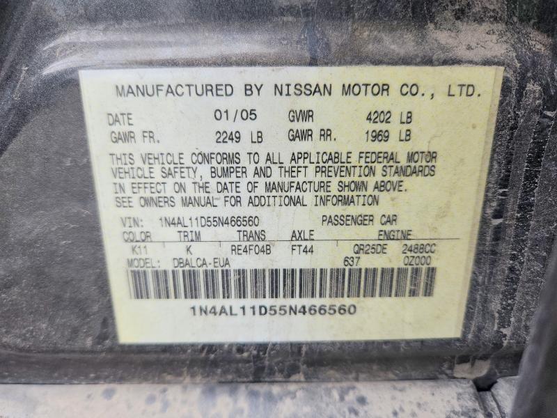 2005 Nissan Altima მანქანა იყიდება აუქციონზე, vin: 1N4AL11D55N466560, აუქციონის ნომერი: 68293156
