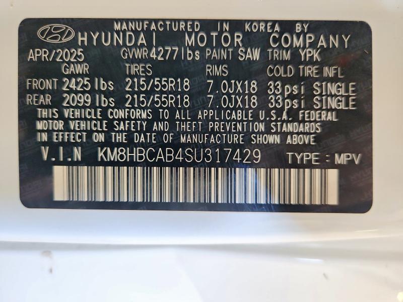 Aukcja sprzedaży 2025 Hyundai Kona, vin: KM8HBCAB4SU317429, numer aukcji: 70883036