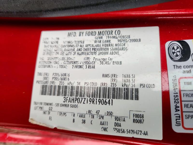 Aukcja sprzedaży 2009 Ford Fusion, vin: 3FAHP07Z19R190641, numer aukcji: 67853306