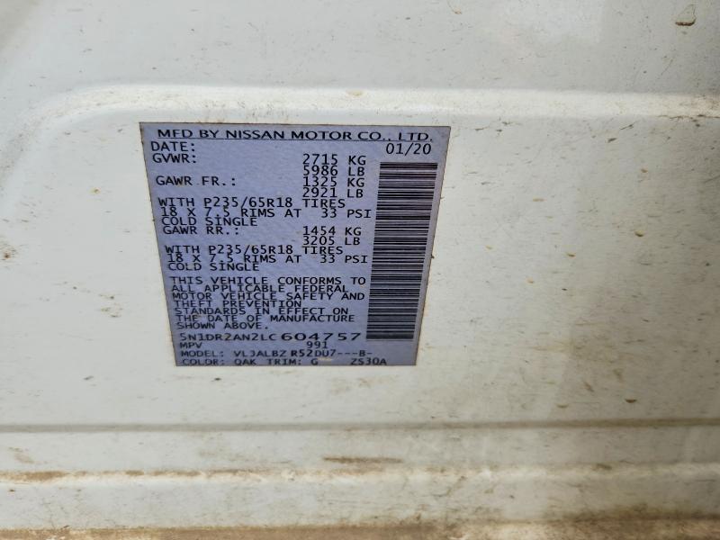 Продажа на аукционе авто 2020 Nissan Pathfinder, vin: 5N1DR2AN2LC604757, номер лота: 69284976