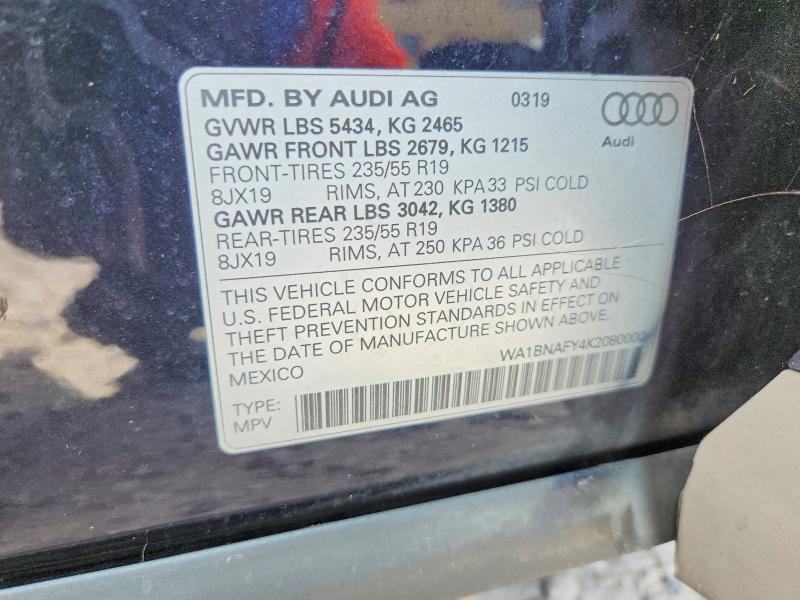 70683396 :رقم المزاد ، WA1BNAFY4K2080000 vin ، 2019 Audi Q5 مزاد بيع