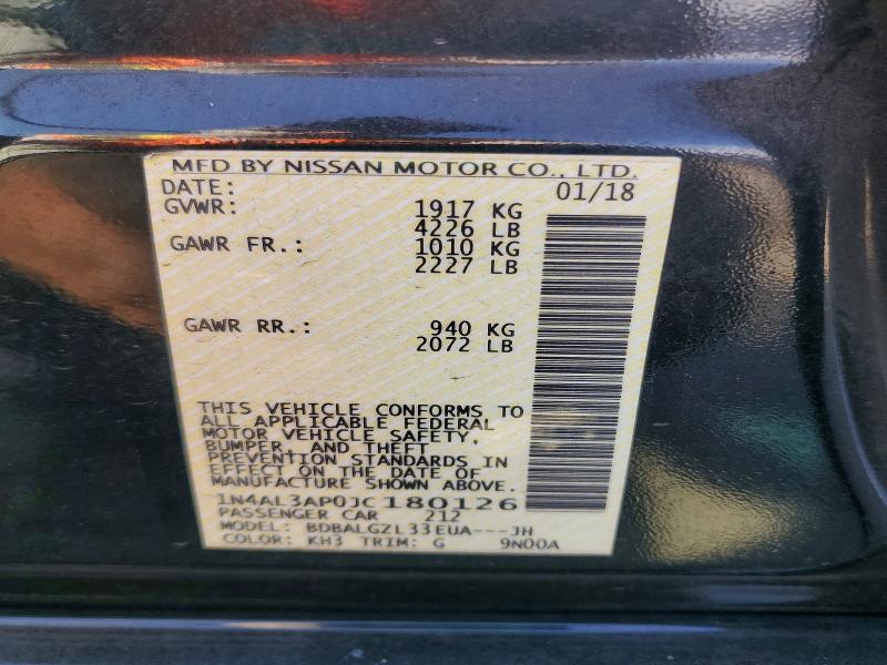 69787706 :رقم المزاد ، 1N4AL3AP0JC180126 vin ، 2018 Nissan Altima مزاد بيع