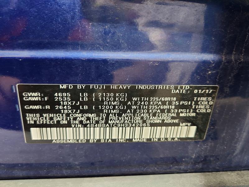 Продаж на аукціоні авто 2017 Subaru Outback, vin: 4S4BSATC9H3342065, номер лоту: 67737396
