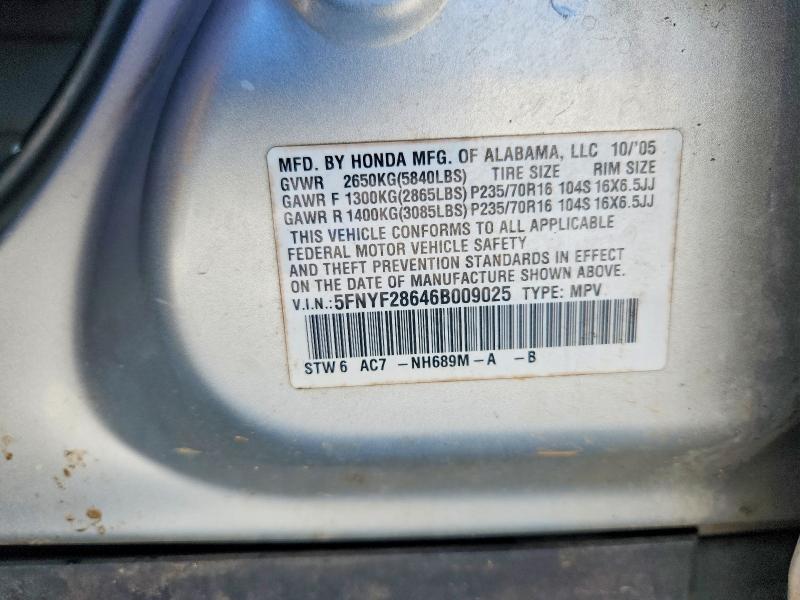 Продаж на аукціоні авто 2006 Honda Pilot, vin: 5FNYF28646B009025, номер лоту: 68882326