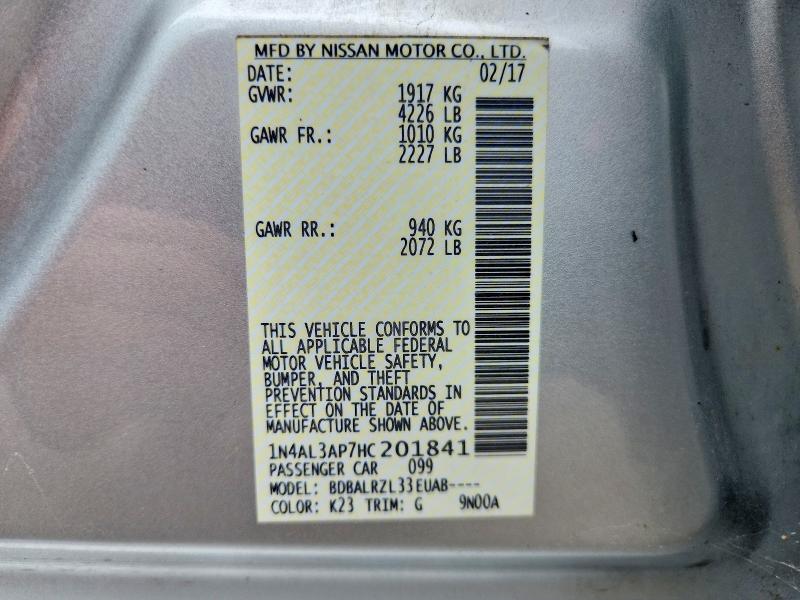 69362226 :رقم المزاد ، 1N4AL3AP7HC201841 vin ، 2017 Nissan Altima مزاد بيع