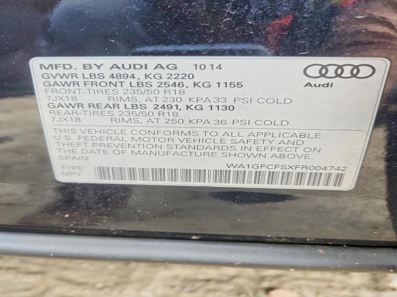 Продажа на аукционе авто 2015 Audi Q3, vin: WA1GFCFSXFR004742, номер лота: 69770976