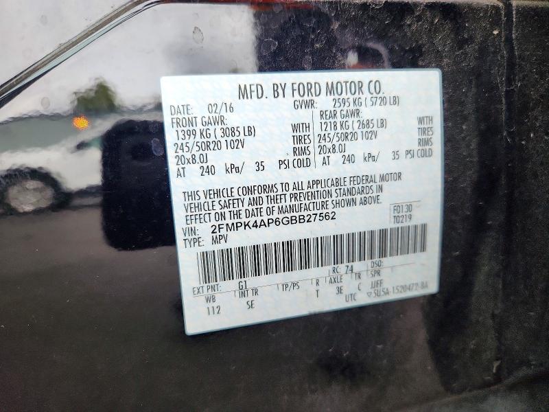 Продаж на аукціоні авто 2016 Ford Edge, vin: 2FMPK4AP6GBB27562, номер лоту: 66757286
