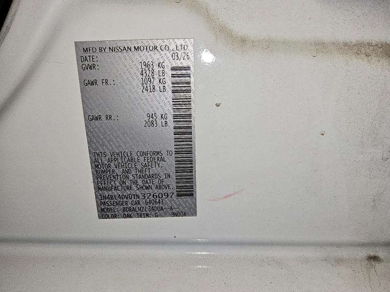 2026 Nissan Altima მანქანა იყიდება აუქციონზე, vin: 1N4BL4DV0TN326097, აუქციონის ნომერი: 70830636